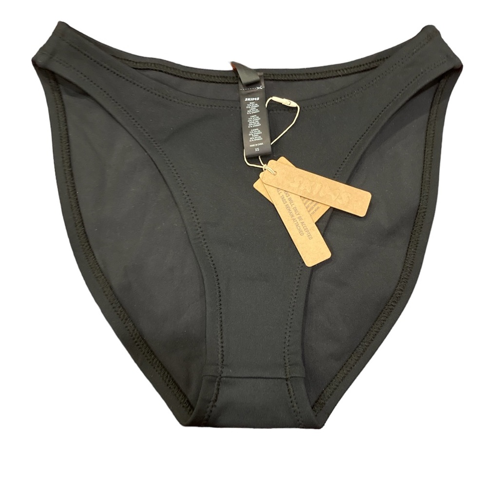 SKIMS NWT Swim Mid Coverage Bikini Bottom Onyx Black Sz Small